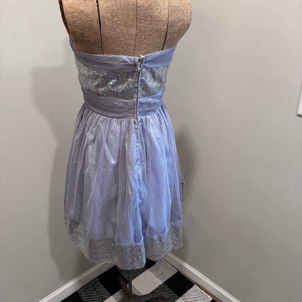 dELiA*s Vintage Lavender Tulle Sequin Strapless Party Dress Silver Sparkle 7/8